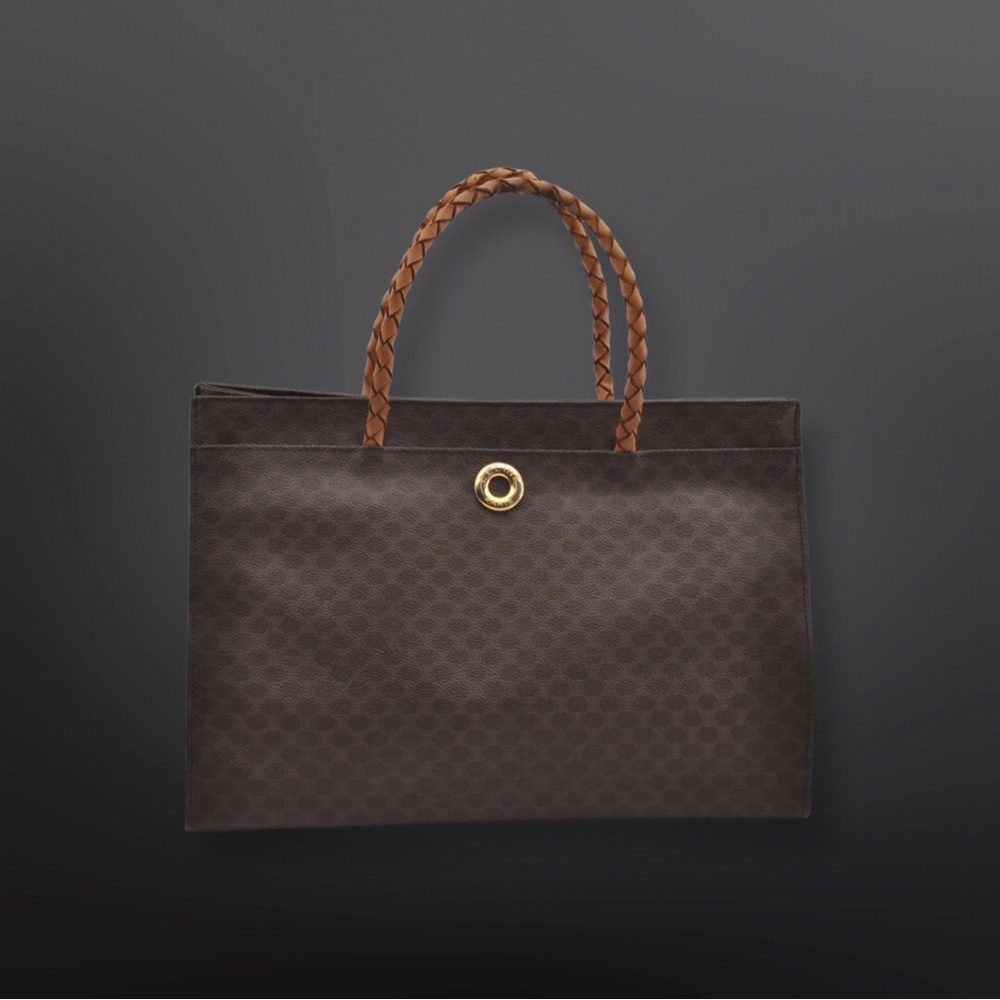 CELINE Macadam Blason Shoulder Tote Bag PVC Leather Brown